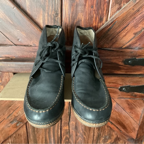 Olukai Wali Wedge Leather Ankle Boots US 8.5 39 Womens Navy Lace-Up - Picture 3 of 6